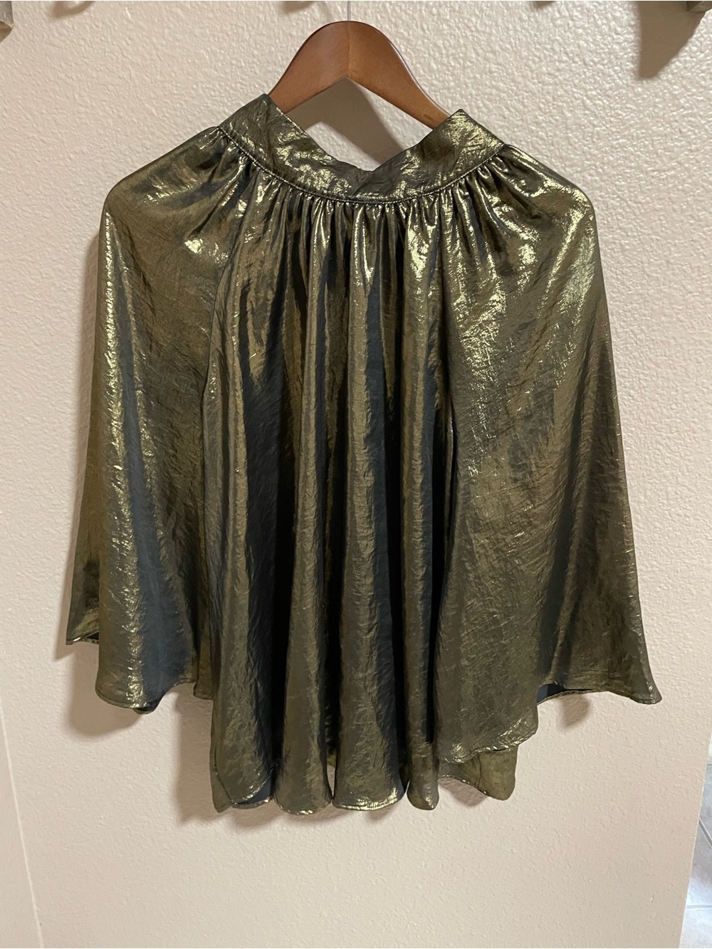 Happy X Nature Metallic Olive Green blouse top